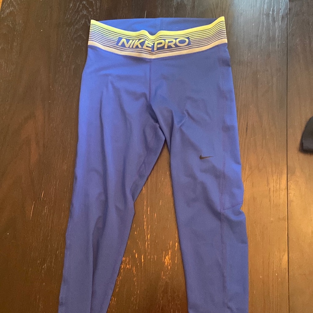 Large Blue and green Nike pro workout leggings